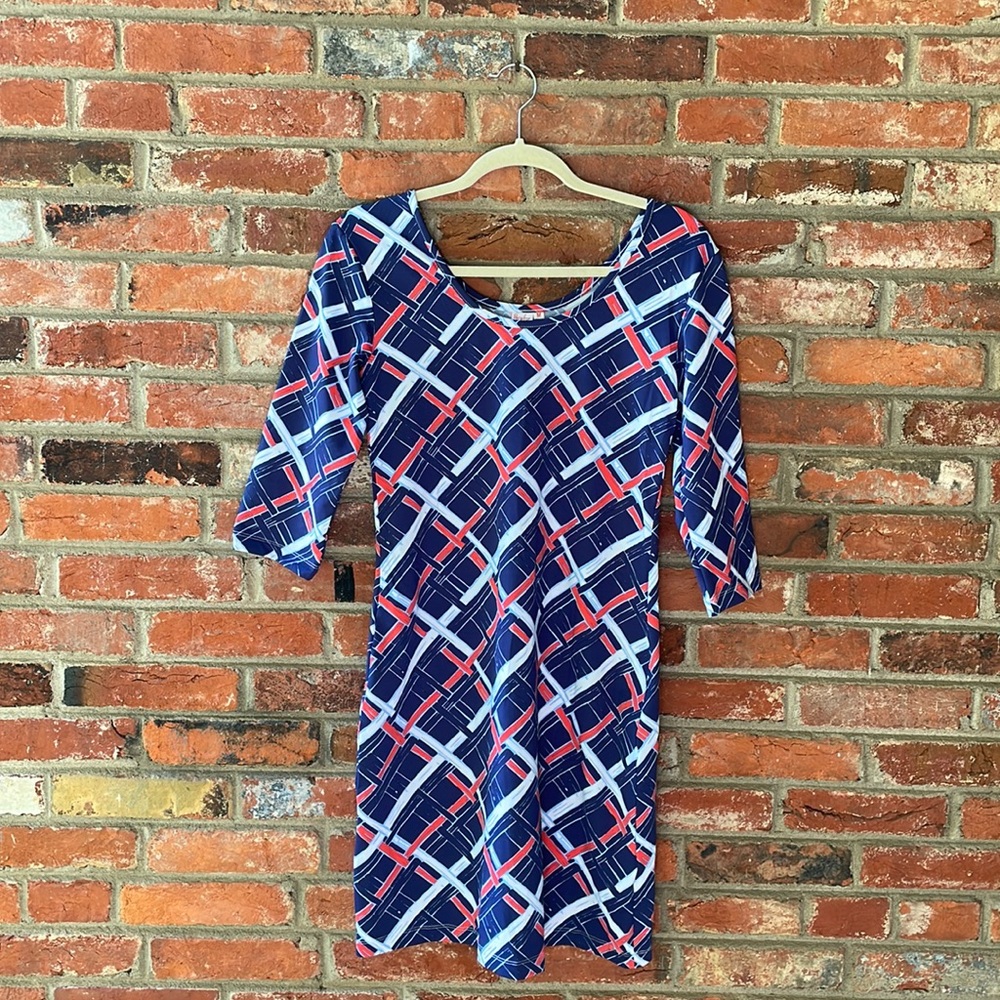 Persifor navy red and white sheath dress